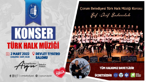 TÜRK HALK MÜZİĞİ KONSERİ 2 MART’TA